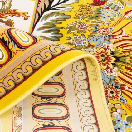 فرش ماشینی طرح ترنج دار گلدار، اکریلیک، سبک پارسی، کد 100017