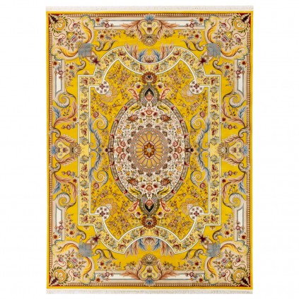 فرش ماشینی طرح لچک ترنج گلدار، اکریلیک، سبک پارسی، کد 100018