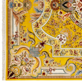 فرش ماشینی طرح لچک ترنج گلدار، اکریلیک، سبک پارسی، کد 100018