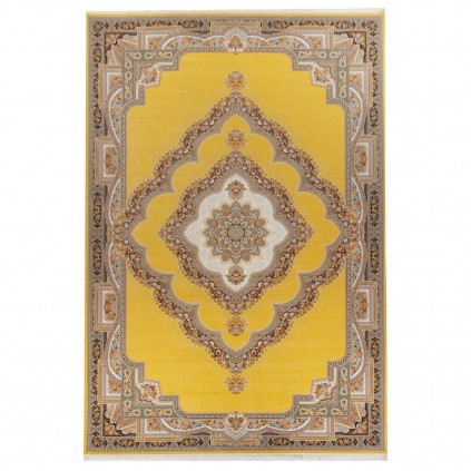 فرش ماشینی طرح لچک ترنج گلدار، اکریلیک، سبک پارسی، کد 100047