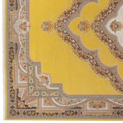 فرش ماشینی طرح لچک ترنج گلدار، اکریلیک، سبک پارسی، کد 100047