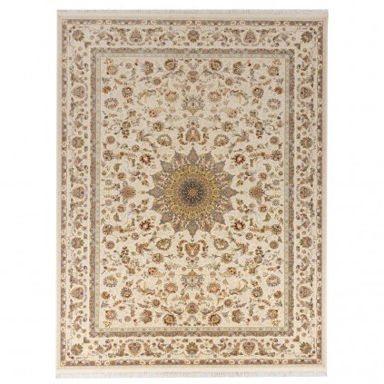 فرش ماشینی طرح ترنج دار گلدار، اکریلیک، سبک پارسی، کد 100048