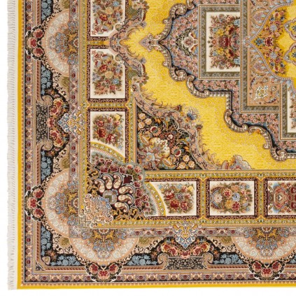 فرش ماشینی طرح لچک ترنج گلدار، اکریلیک، سبک پارسی، کد 100050