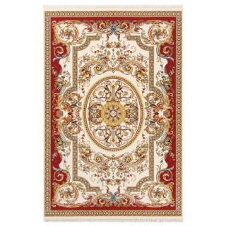 فرش ماشینی طرح ترنج دار گلدار، اکریلیک، سبک پارسی، کد 100051