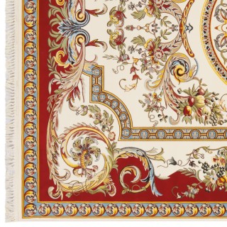 فرش ماشینی طرح ترنج دار گلدار، اکریلیک، سبک پارسی، کد 100051