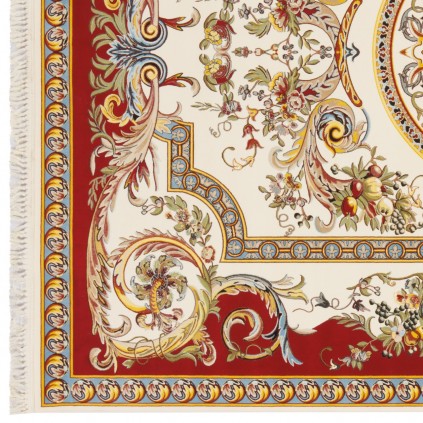 فرش ماشینی طرح ترنج دار گلدار، اکریلیک، سبک پارسی، کد 100051