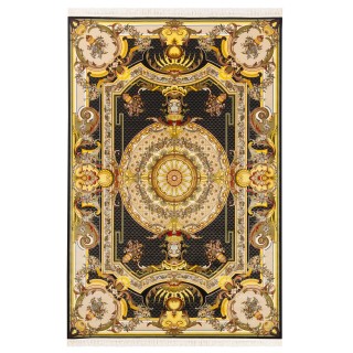 فرش ماشینی طرح ترنج دار گلدار، اکریلیک، سبک پارسی، کد 100053