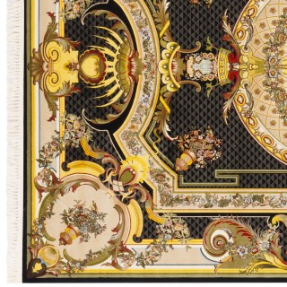 فرش ماشینی طرح ترنج دار گلدار، اکریلیک، سبک پارسی، کد 100053