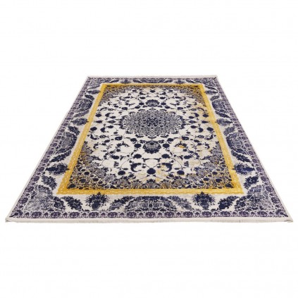 فرش ماشینی طرح لچک ترنج نئوکلاسیک، اکریلیک، سبک پارسی، کد 100063