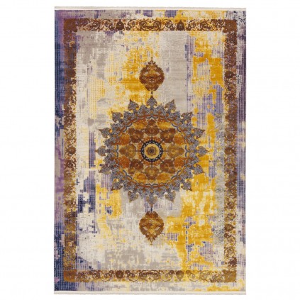 فرش ماشینی طرح ترنج دار نئوکلاسیک، اکریلیک، سبک پارسی، کد 100065