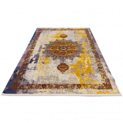 فرش ماشینی طرح ترنج دار نئوکلاسیک، اکریلیک، سبک پارسی، کد 100065