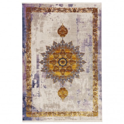 فرش ماشینی طرح ترنج دار نئوکلاسیک، اکریلیک، سبک پارسی، کد 100065