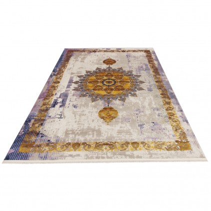 فرش ماشینی طرح ترنج دار نئوکلاسیک، اکریلیک، سبک پارسی، کد 100065