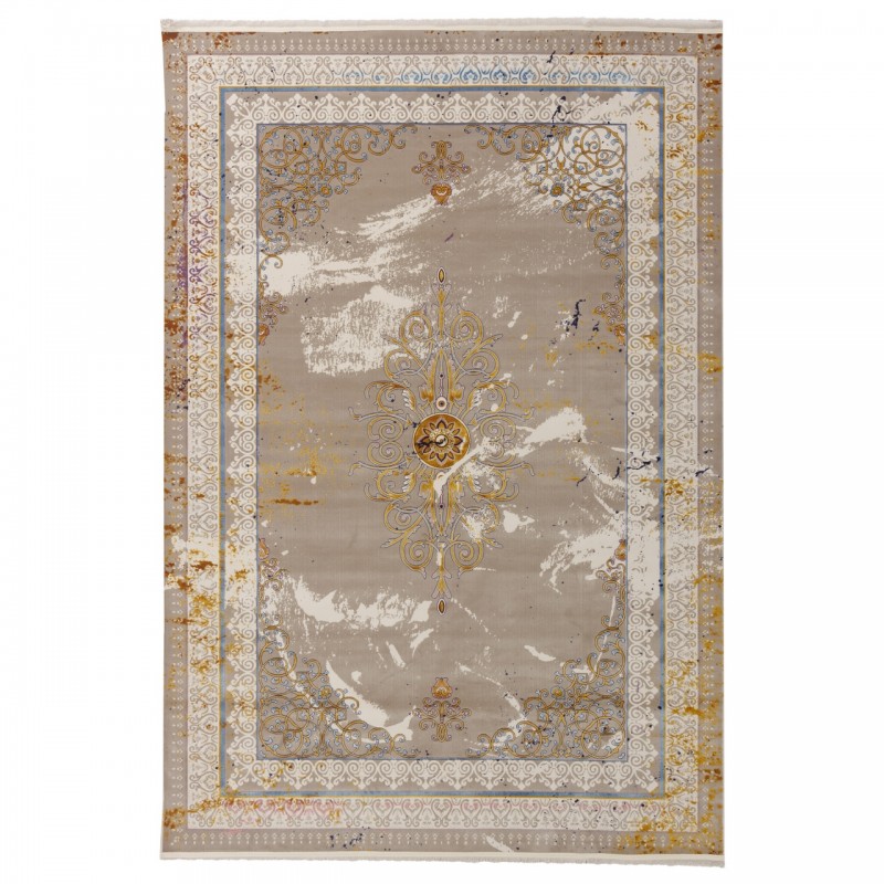 فرش ماشینی طرح لچک ترنج نئوکلاسیک، اکریلیک، سبک پارسی، کد 100067