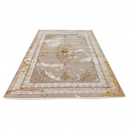 فرش ماشینی طرح لچک ترنج نئوکلاسیک، اکریلیک، سبک پارسی، کد 100067