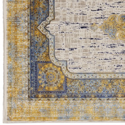 فرش ماشینی طرح لچک ترنج نئوکلاسیک، اکریلیک، سبک پارسی، کد 100072