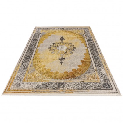 فرش ماشینی طرح لچک ترنج نئوکلاسیک، اکریلیک، سبک پارسی، کد 100076