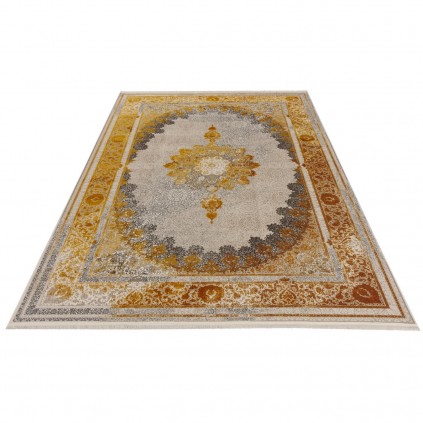 فرش ماشینی طرح لچک ترنج نئوکلاسیک، اکریلیک، سبک پارسی، کد 100076