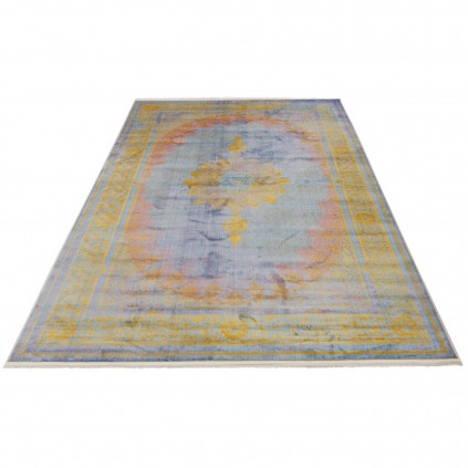 فرش ماشینی طرح لچک ترنج نئوکلاسیک، اکریلیک، سبک پارسی، کد 100076