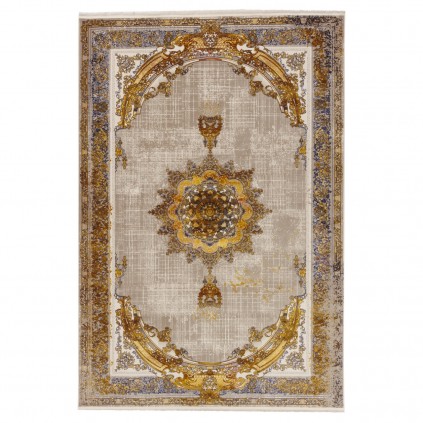 فرش ماشینی طرح لچک ترنج نئوکلاسیک، اکریلیک، سبک پارسی، کد 100088