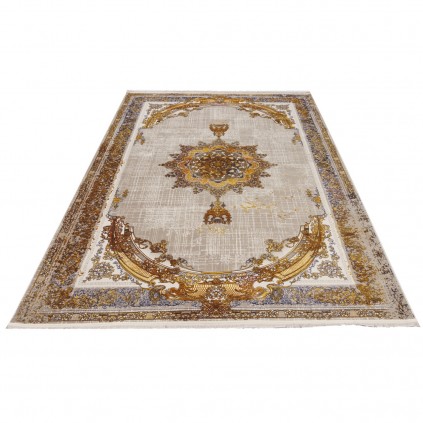 فرش ماشینی طرح لچک ترنج نئوکلاسیک، اکریلیک، سبک پارسی، کد 100088