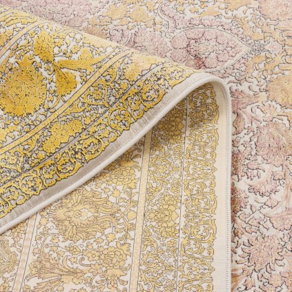 فرش ماشینی طرح لچک ترنج نئوکلاسیک، اکریلیک، سبک پارسی، کد 100090