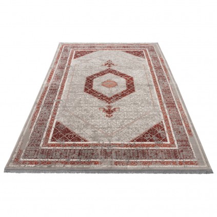 فرش ماشینی طرح لچک ترنج نئوکلاسیک، اکریلیک، سبک پارسی، کد 100112