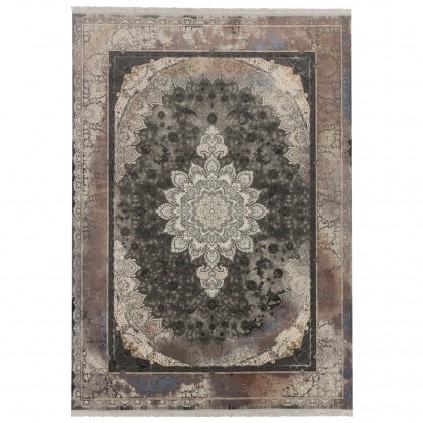 فرش ماشینی طرح لچک ترنج گلدار، اکریلیک، سبک پارسی، کد 100132