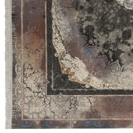 فرش ماشینی طرح لچک ترنج گلدار، اکریلیک، سبک پارسی، کد 100132