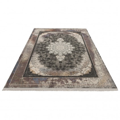 فرش ماشینی طرح لچک ترنج گلدار، اکریلیک، سبک پارسی، کد 100132