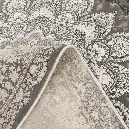 فرش ماشینی طرح لچک ترنج گلدار، اکریلیک، سبک پارسی، کد 100132