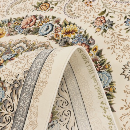 فرش ماشینی طرح ترنج دار گلدار، اکریلیک، سبک پارسی، کد 100138