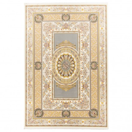 فرش ماشینی طرح ترنج دار گلدار، اکریلیک، سبک پارسی، کد 100139