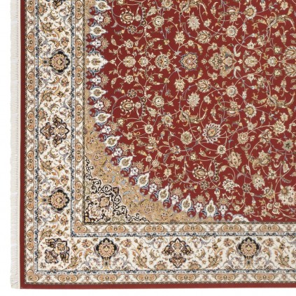 فرش ماشینی طرح لچک ترنج شاه عباسی، اکریلیک، سبک پارسی، کد 100140