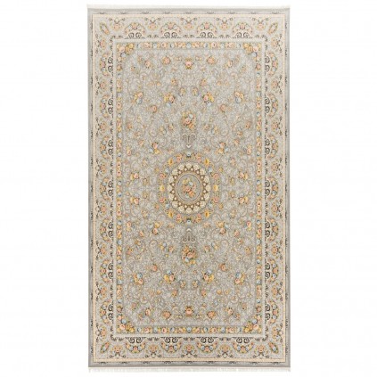 فرش ماشینی طرح ترنج دار گلدار، اکریلیک، سبک پارسی، کد 100141