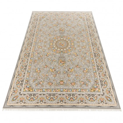 فرش ماشینی طرح ترنج دار گلدار، اکریلیک، سبک پارسی، کد 100141