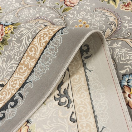 فرش ماشینی طرح ترنج دار گلدار، اکریلیک، سبک پارسی، کد 100141