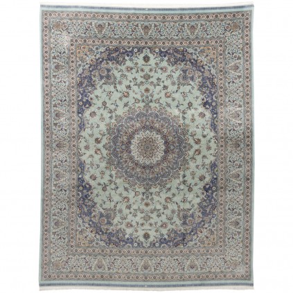 فرش ماشینی طرح لچک ترنج گلدار، اکریلیک + ابریشم بامبو، سبک پارسی، کد 200044