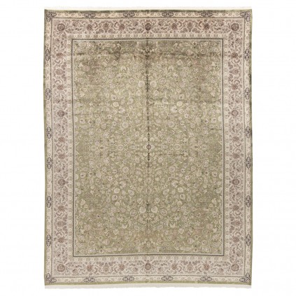 فرش ماشینی طرح افشان گلدار، اکریلیک + ابریشم بامبو، سبک پارسی، کد 200045