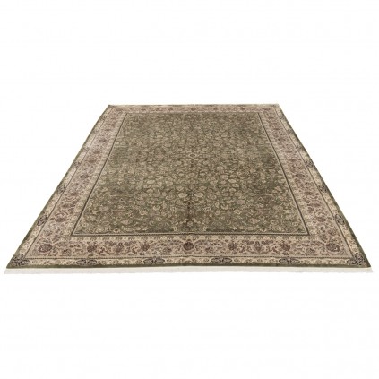 فرش ماشینی طرح افشان گلدار، اکریلیک + ابریشم بامبو، سبک پارسی، کد 200045