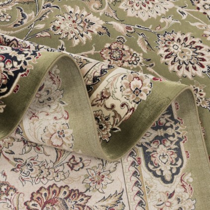 فرش ماشینی طرح افشان گلدار، اکریلیک + ابریشم بامبو، سبک پارسی، کد 200045