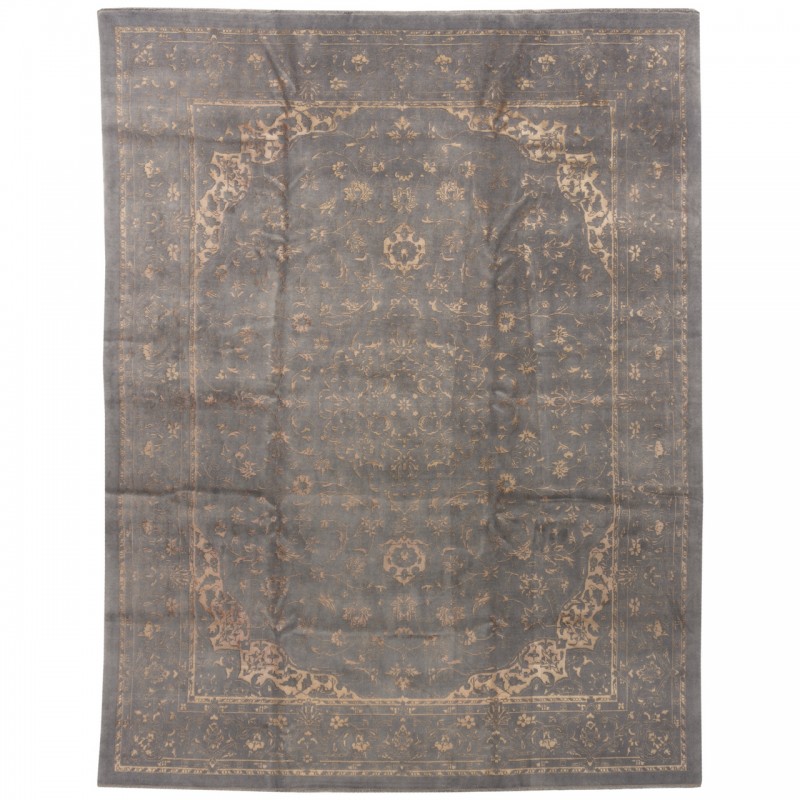 Machine-made Rug, Modern Corner Medallion, Hand-spun Wool, Persian Style, Ref 300057