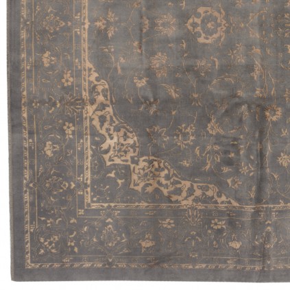 Machine-made Rug, Modern Corner Medallion, Hand-spun Wool, Persian Style, Ref 300057