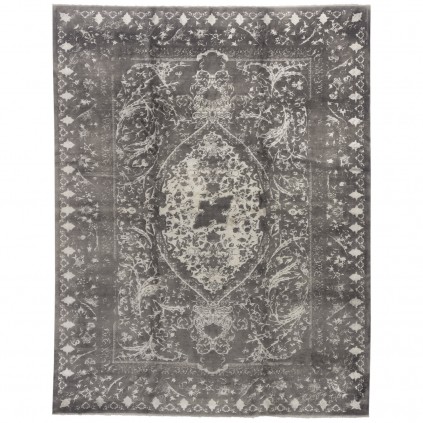 Machine-made Rug, Modern Corner Medallion, Hand-spun Wool, Persian Style, Ref 300058