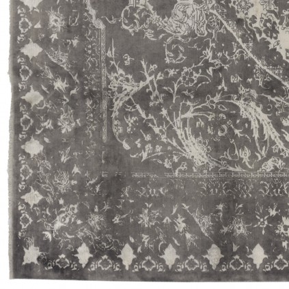 Machine-made Rug, Modern Corner Medallion, Hand-spun Wool, Persian Style, Ref 300058