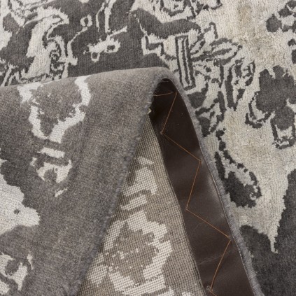 Machine-made Rug, Modern Corner Medallion, Hand-spun Wool, Persian Style, Ref 300058