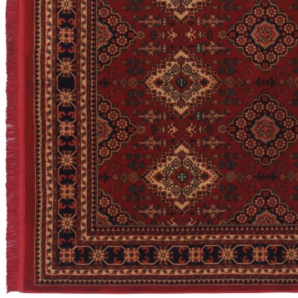 فرش ماشینی طرح سراسر ترنج هندسی، پلی استر + کتان، سبک پارسی، کد 400145