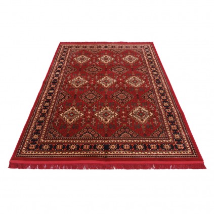 فرش ماشینی طرح سراسر ترنج هندسی، پلی استر + کتان، سبک پارسی، کد 400145