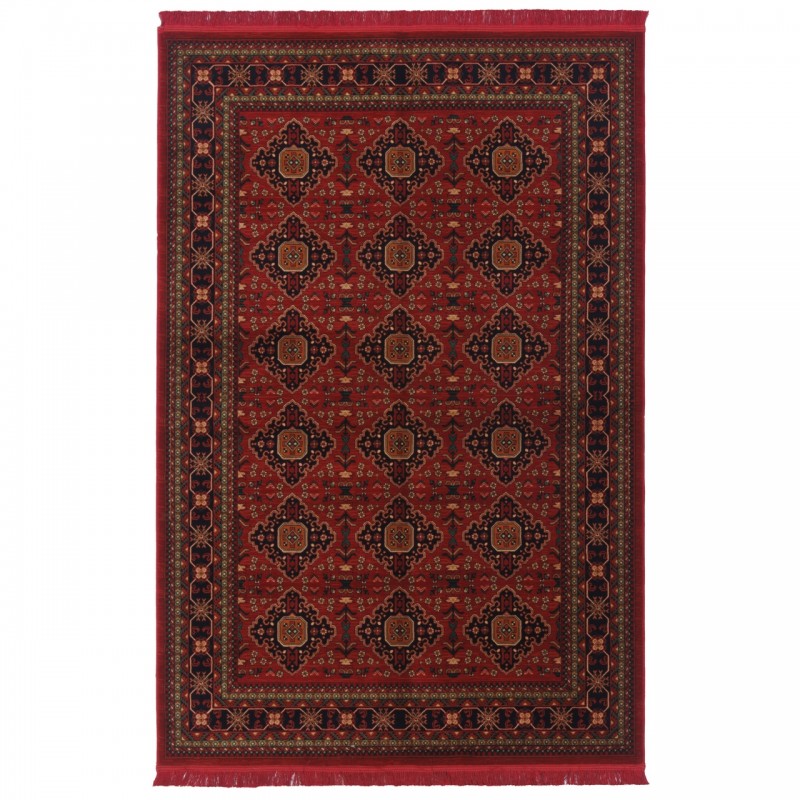 Machine-made Rug, Geometric Full Medallion, Polyester + Cotton, Persian Style, Ref 400146