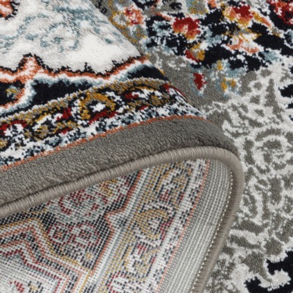 فرش ماشینی طرح لچک ترنج گلدار، پلی استر + کتان، سبک پارسی، کد 400149